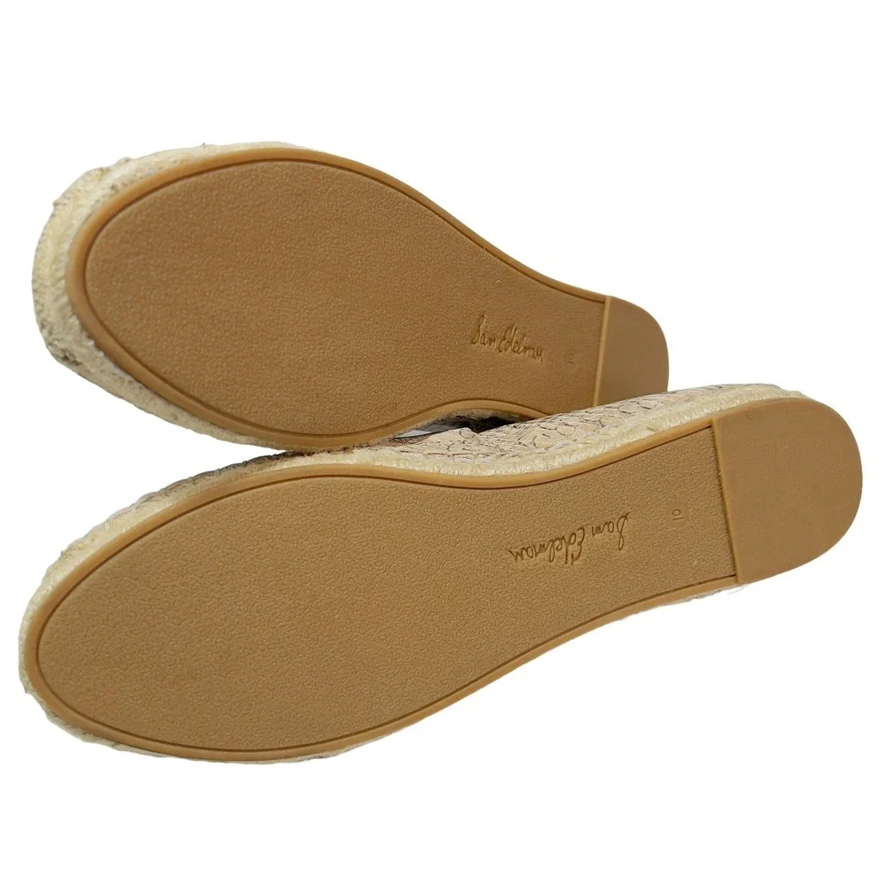 Sam Edelman Khloe Slip-On Snakeskin Mesa Nude Leather Espadrille Flats Size 10